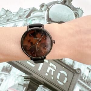 Fossil ES4632 Jacqueline Three-Hand Date Black Leather Watch